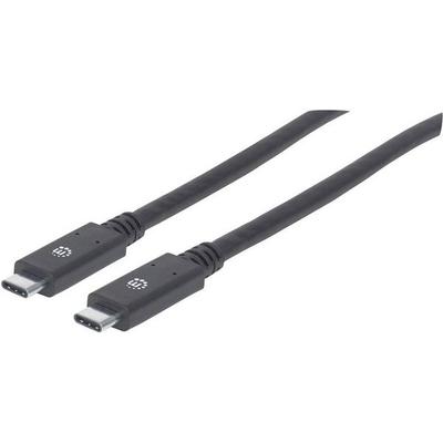 Manhattan USB-C to USB-C Cable, 2m, Male to Male, Black, 5 Gbps (USB 3.2 Gen1 aka USB 3.0)