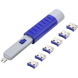 Renkforce USB-Portsperre (6 St. Pro VPE) mit einem Schlüssel, Notebook Security, Silber, Blau
