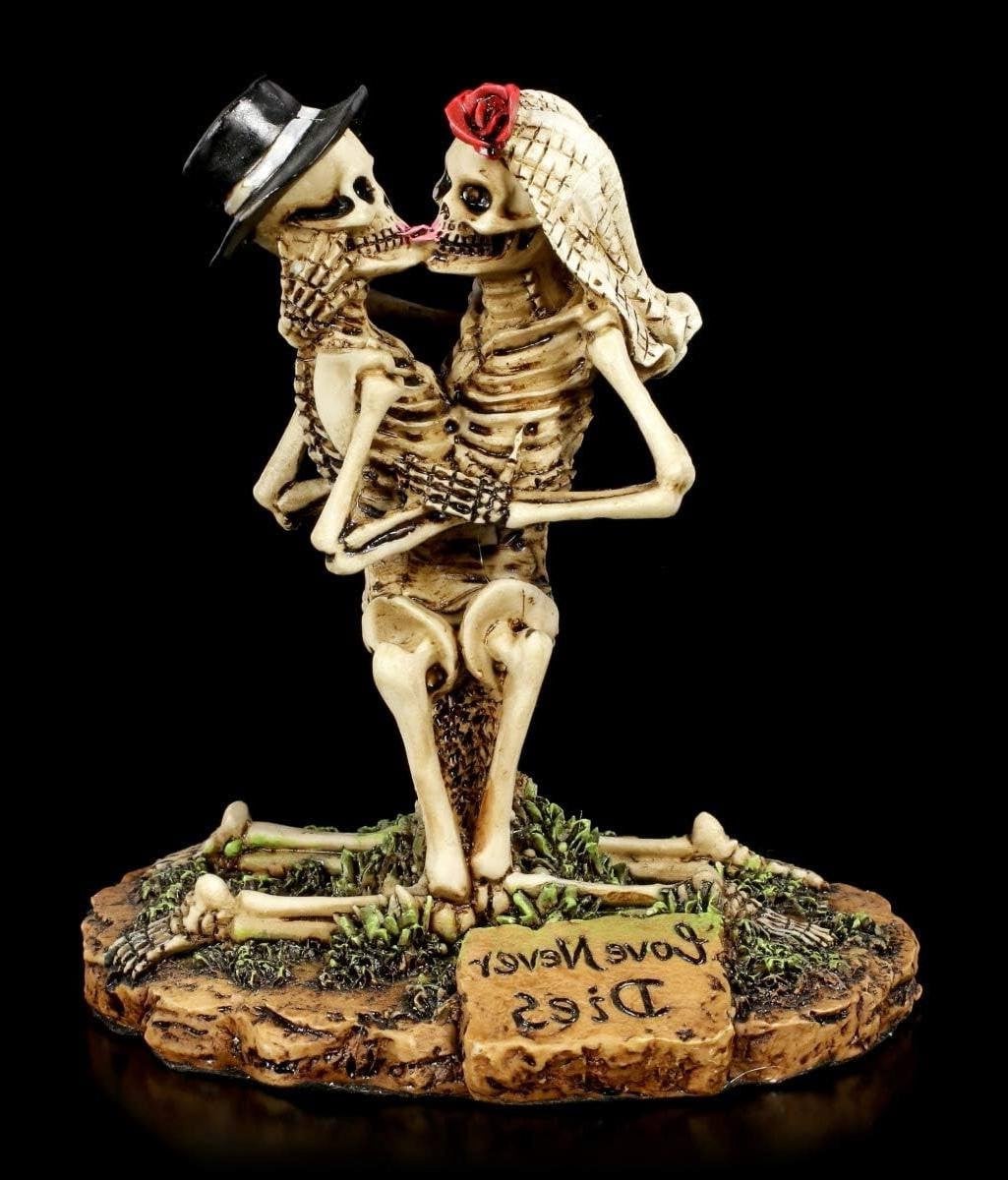 Skelet Bruidspaar Figuur Gothic Decoratie Zwart - Hoogte: 11 cm