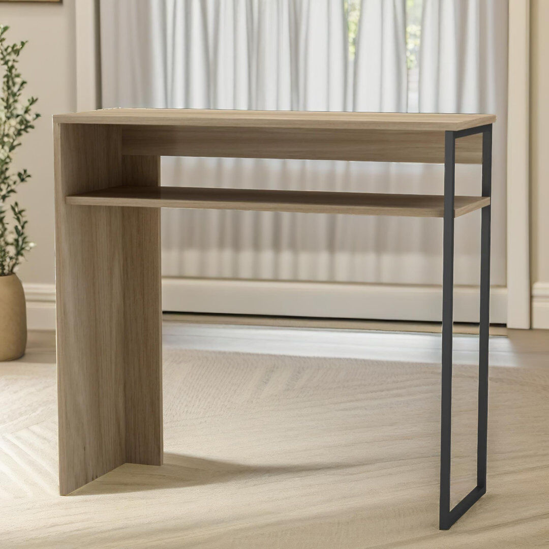 17 Stories Pacquette 80cm Slim Narrow Console Table Entryway Hallway Furniture Living Room Oak