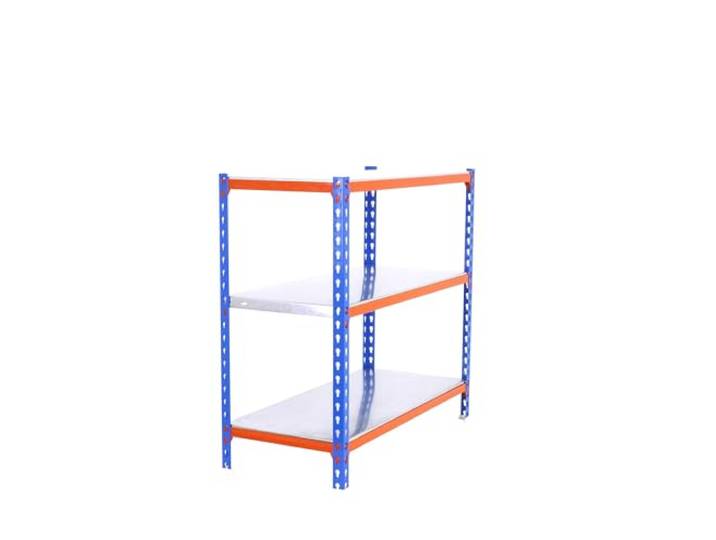 Simon Rack Metallregal 1000x1000x500 mm - Simonclick 3 Höhen, Metallablage, Biegepunkt 180 kg, Korrosionsschutzlackierung, Klicksystem-Montage, Blau/Orange/Verzinkt