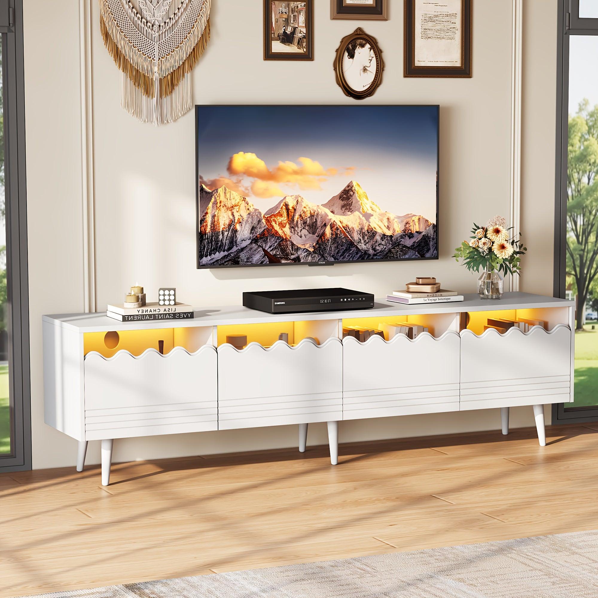 Modernes TV-Möbel mit 2 Schubladen und 6 Beinen, stabiler Metallrahmen für Fernseher bis zu 75 Zoll