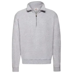CLASSIC ZIP NECK SWEAT - Herren Sweatshirt mit Reißverschluss, graumeliert, XL