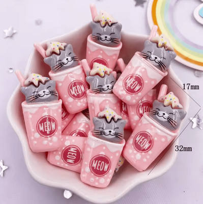 Inspire Curations Kawaii Cartoon Cat Resin Charms Colorful Flatback DIY Craft Decor Set (10PCS) random Mixed