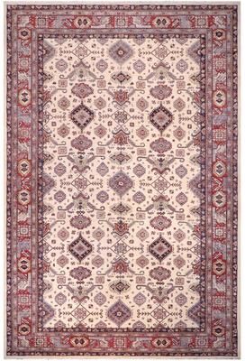 Treasured Knots Southwestern Super Kazak Eden Beige/Red Hand Knotted Wool Rug - 12'0'' x 16'0''