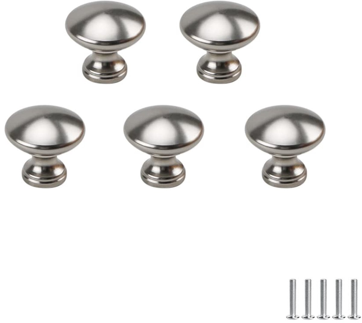 Solidchoice - Set van 5 RVS kastknoppen voor meubels