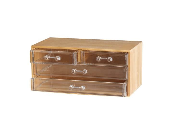 Kosmetik Organizer Bambus mit Schubladen 23 x 15 x 10 cm