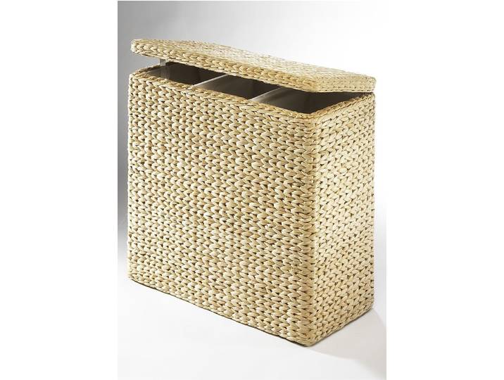 Wäschesortierer LOCKER, beige (natur), B:66cm H:64cm T:32cm, Binsengeflecht, Wäschesammler, Wäschesortierer, geflochtene Binse, Höhe 64 cm