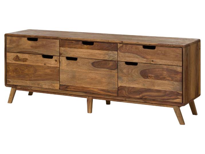 Buffet Bas Sheesham Natur Sablé 180x40x65 (bxtxh) Partiellement Assemblé Malmö 2 231