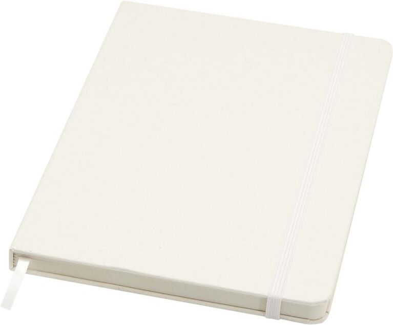 Carnet publicitaire A5 recyclé à couverture rigide Bass blanc