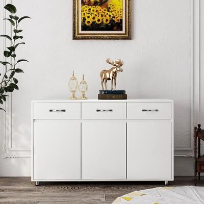 3-Door and 3-Drawer Side Cabinet with Steel Legs