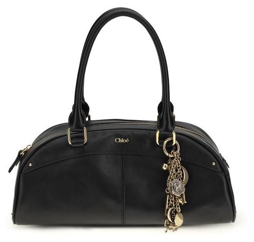 Chloé Bowling-Tasche Kalbsleder schwarz mit Charms