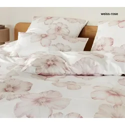 Elegante Seiden-Satin Bettwäsche Devine - 155x220 cm + 40x80 cm	weiss-rose