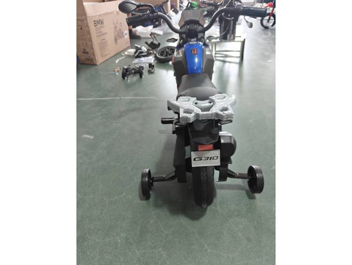 AIYAPLAY Moto Électrique BMW 12V Bleu Roulettes 3-8 Ans