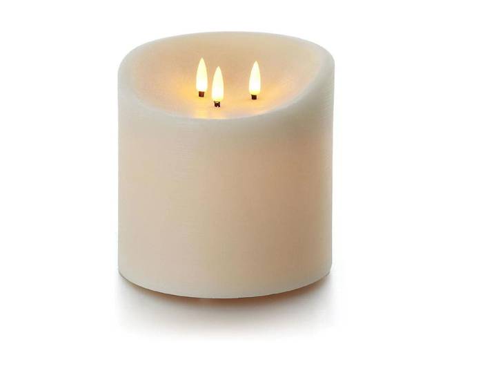LED-Kerze balthasar Creme , beige (natur), H:15cm Ø:15cm, Wachs, Kerzen, LED-Kerze