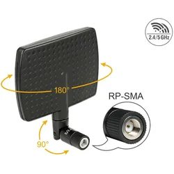 DELOCK WL-Antenne RP-SMA 5 7 dBi direktional Gelenk schw