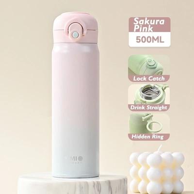 Uplifted Finds 500ml Large Capacity Thickened 316 Stainless Steel Vacuum Thermal Insulation Portable Tumbler Thermos Coffee Cup sakura Pink