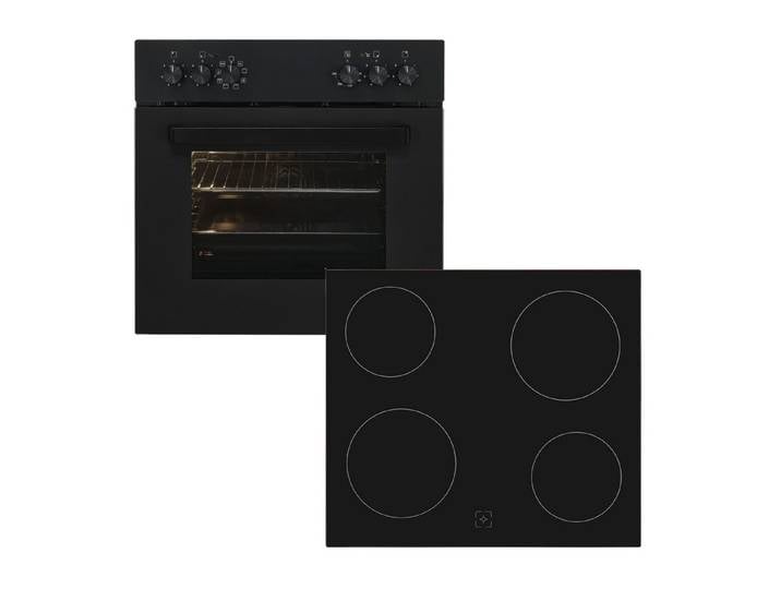 exquisit Elektro-Herd-Set EHE367-U-120 mattschwarz-Set, Modern, trendiges Mattschwarz,Umluft ideal für mehrere Plätzchenbleche
