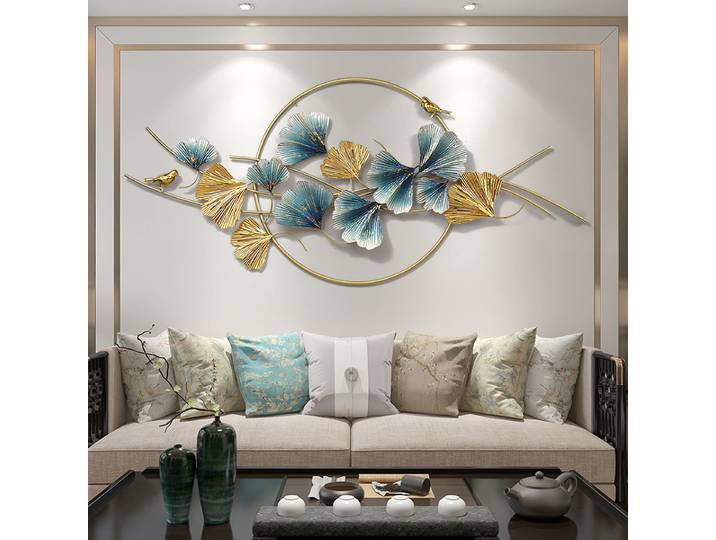Ginkgo Biloba tenture murale salon canapé fond décoration murale pendentif chambre décoration murale en métal décoration murale