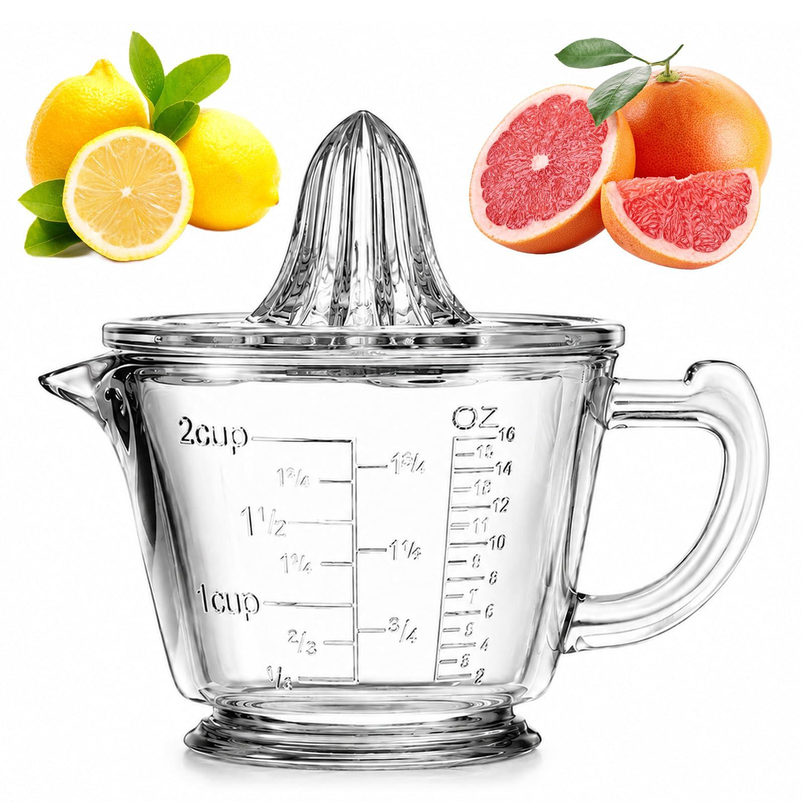 Dripio Citruspers met 500 ml meetbeker van glas, BPA-vrij en vaatwasmachinebestendig