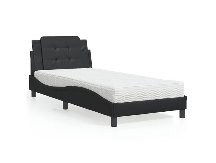 vidaXL Bett mit Matratze Zadar Schwarz 80x200 cm Kunstleder