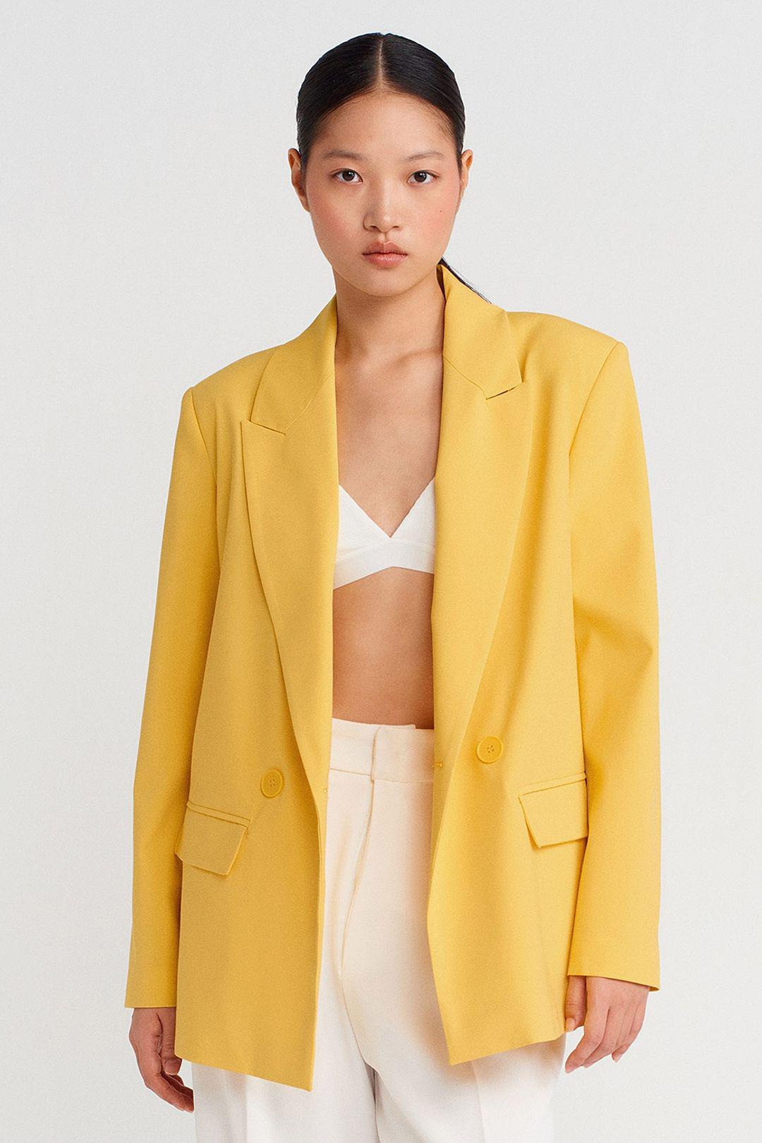 Übergroßer langer Crepe-Blazer-Jacke