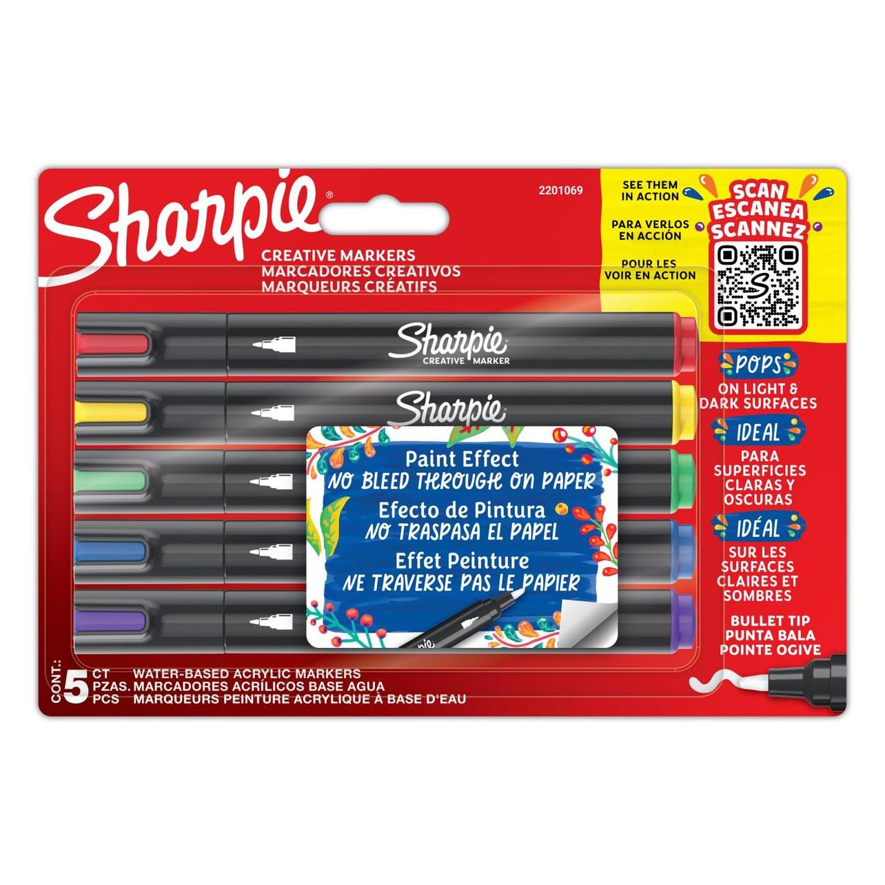 Newell Sharpie - Creative Acrylic Marker Brush tip 5-Blister (2201182) (5x) (2201182)