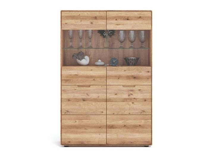 Liadomo Genua Highboardvitrine aus Wildeiche Natur, Rustikal