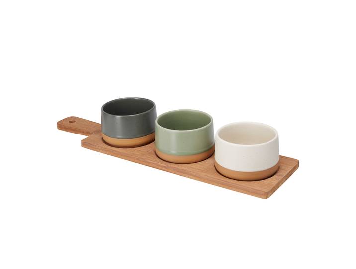 Apéroschale Servierset Steingut 4-teilig