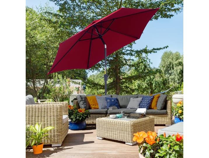 Outsunny Parasol Jardin Inclinable Alu Rouge Vineux