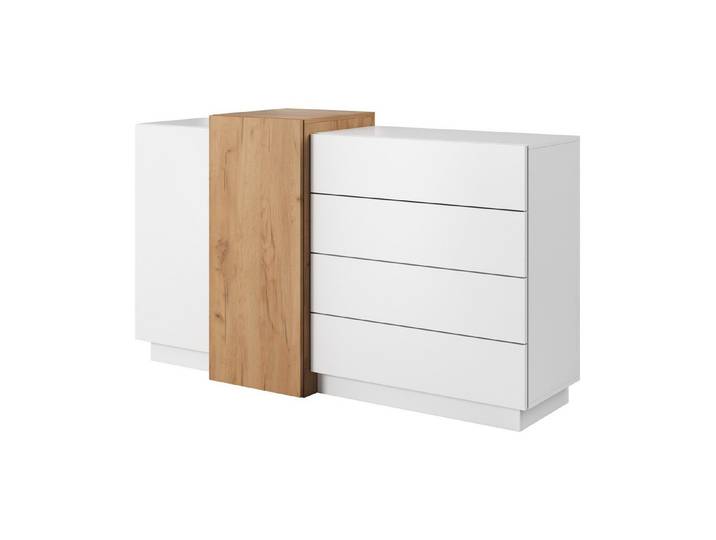 Feldmann-Wohnen Kommode 3D (3D, 1 St., Kommode), 160x45x93,5cm weiß gold craft oak