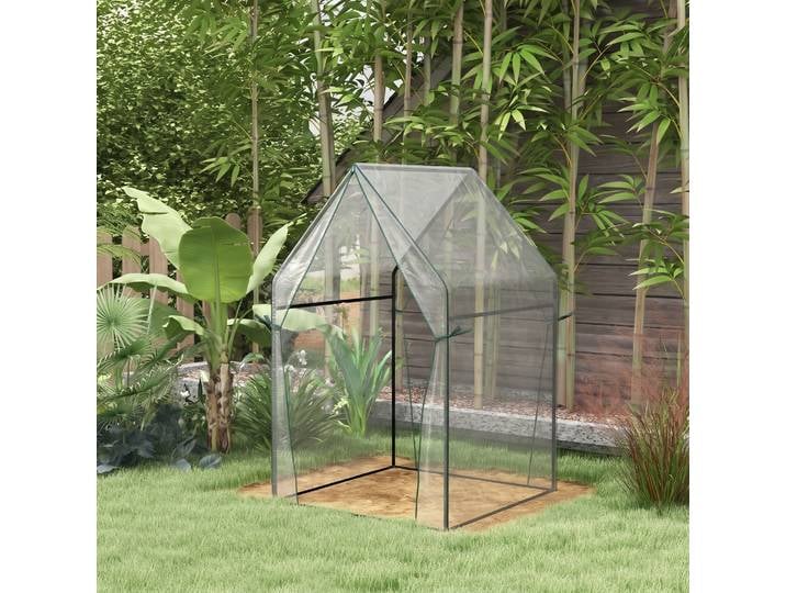 Outsunny Serre Tomate Jardin 2 Portes Zippées 90x90x145cm
