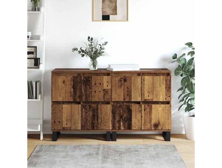 Marron Commode Salon CHIC Buffet 2 pcs Enfilade rangement Bois ancien 60x35x70 cm N10071