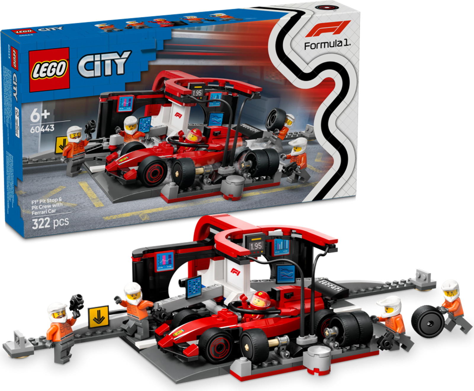 LEGO City F1-boks met monteurs en Ferrari-auto 60443