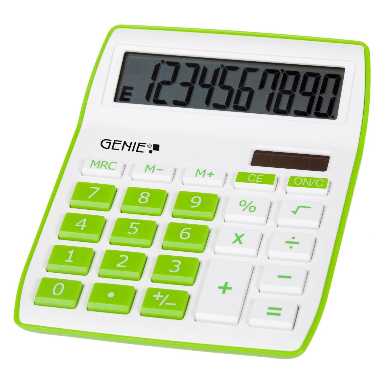 Genie Kalkulator Tischrechner 840G grün (Batteriebetrieb, Solarenergie) (12266)