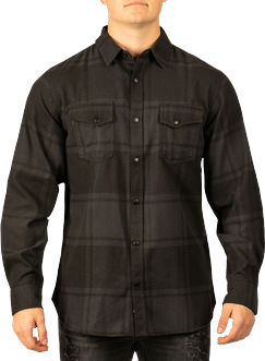 Burnside B8219 Extra Soft Snap Flannel in Black size Medium   Cotton/Polyester Blend 8219, BN8219