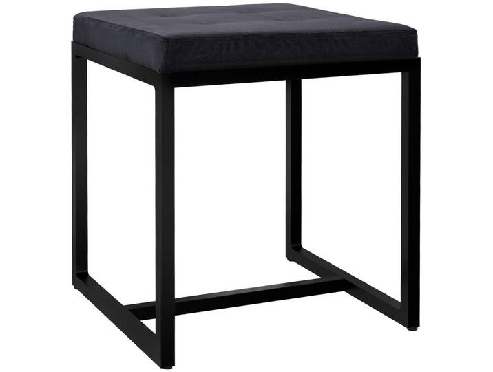 CLP Sitzwürfel eckig 40/40/48 cm Samt Schwarz, Metall, Rechteckig, 40x48x40 cm, Wohnzimmer, Sessel, Hocker, Sitzwürfel