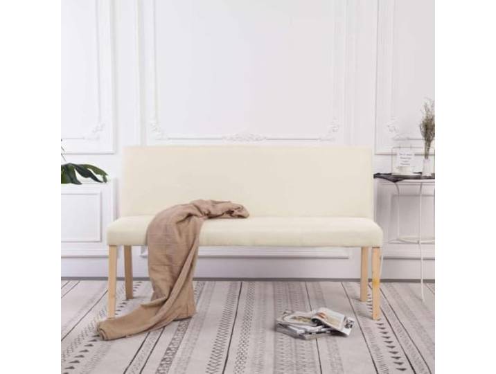 VIHHQGC Sitzbank 139,5 cm Cremeweiß Polyester mit Kiefernholzrahmen Massives Kiefernholz, dicke Schaumstoffpolsterung, klassisches Design, einfache Montage, für Diele und Flur