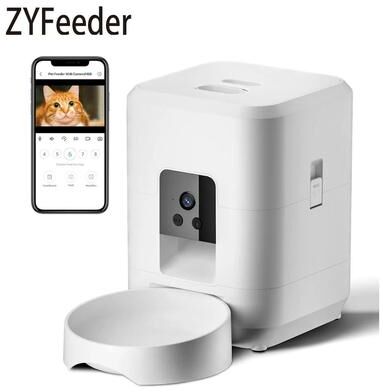 Inspired Finds SmartServe 2L Wi Fi Automatic Pet Feeder With Camera For Cats & Dogs white