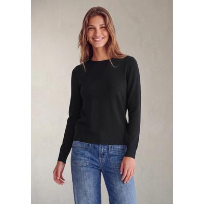 Strickpullover STREET ONE STUDIO, Damen, Gr. 34, schwarz, Feinstrick;Stoff;Web, 60% Viskose, 40% Baumwolle, unifarben, regular fit normal, Rundhals, Bündchen, Pullover Strickpullover, mit Rundhalsausschnitt
