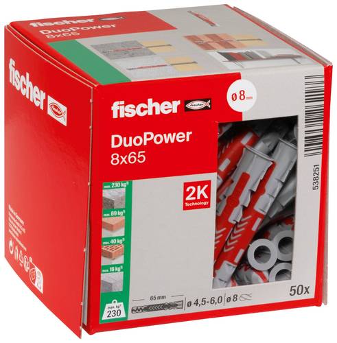 Fischer 538251 DUOPOWER 8x65 LD 2-Komponenten-Dübel 65mm 8mm 50St.