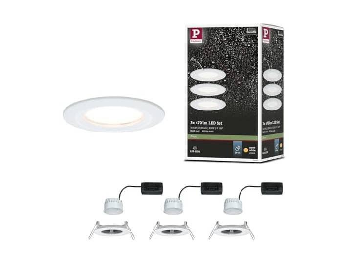Paulmann 93460 Spots LED encastrés Nova Coin Set de base rigide IP44 rond 78 mm Coin 3x6W 3x470lm 230V 2700K blanc dépoli