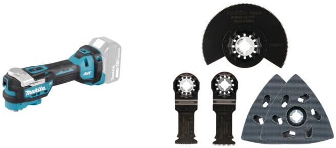 Set Makita Akku-Multitool DTM52Z + Schreinerset 5-teilig +...