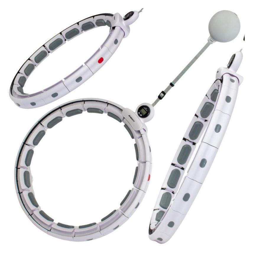 Enero Fit Hula Hop Z Masażerem Obciążeniem I Licznikiem Biało Szary (110 cm) (62384357)