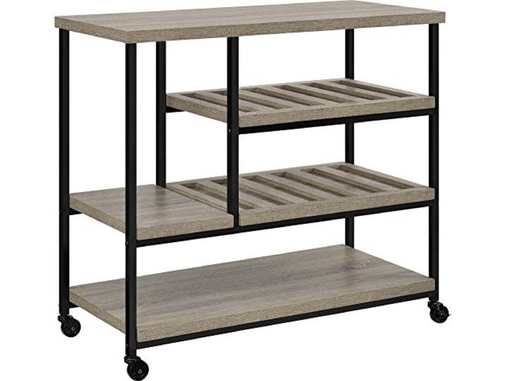 Ameriwood Home Elmwood Multi-Purpose Rollwagen, Distressed Grey Oak, Servierwagen, 43.1 x 91.4 x 86.1 cm, 5285096PCOM