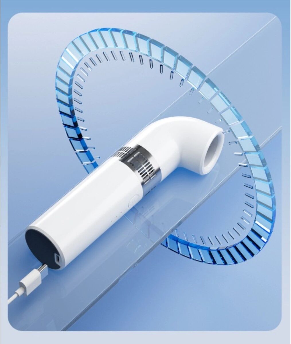 INF Handlicher blattloser Ventilator – Tragbar, 3000mAh Akku, 3-Gang, Turbo 360° Luftstrom, ABS-Gehäuse Weiß