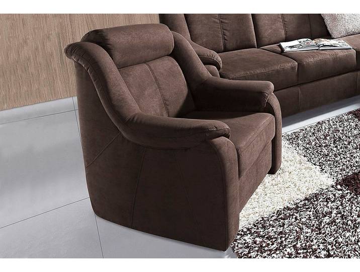 Polstersessel, Luxus-Microfaser & Rindsleder, Braun, 85×98×95 cm, Sitkomfort, Sit & More