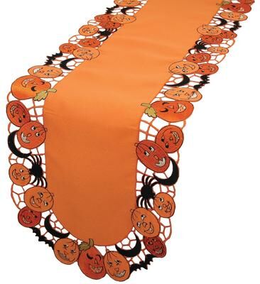 Xia Home Fashions "Happy Jack-O-Lanterns Mini Table Runner - 12 x 28"""