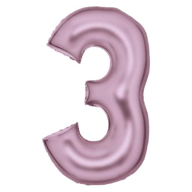 Amscan Metallic Folienballone pink Zahl 3 (1x) (9917325)