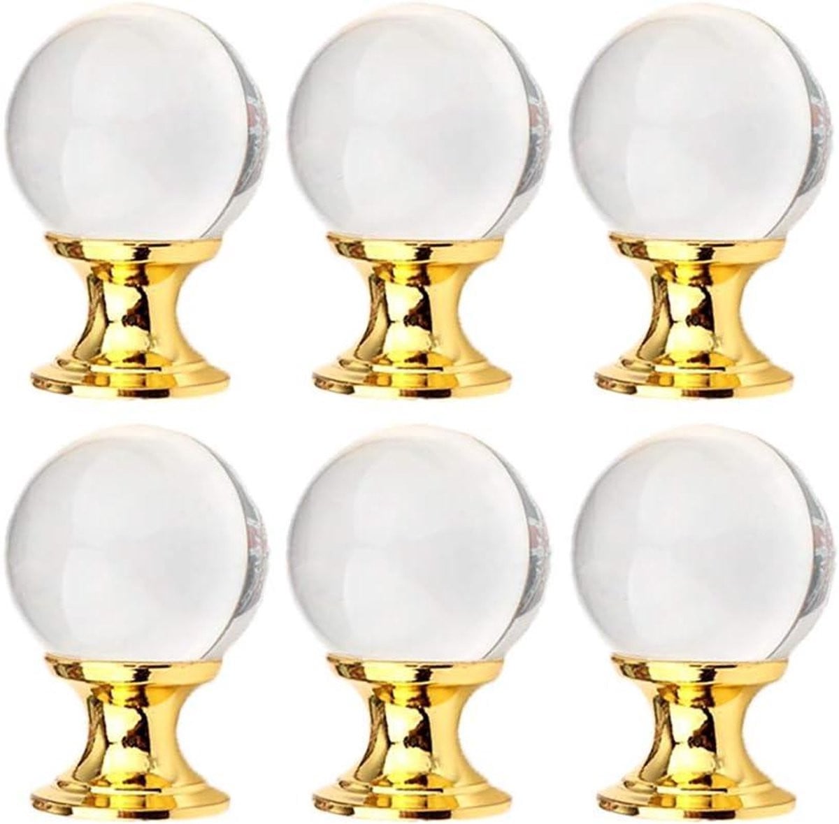 Set van 6 kristallen ladehandgrepen met goudkleurige afwerking voor het opknappen van meubels